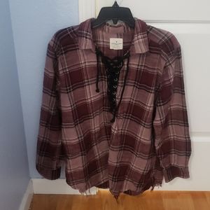 American Eagle Lace Up Flannel